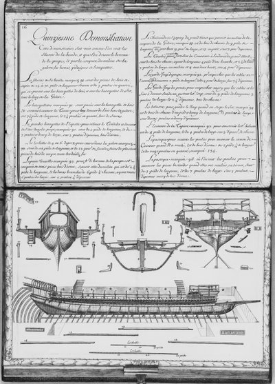 Construction of a Galley with the Prow and the Stern, Fifteenth Demonstration, Plate 16, Illustration from 